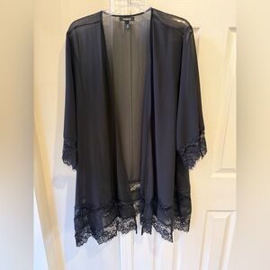 Torrid Sheer Black Lacy Kimono Open Front Robe Size 1/2